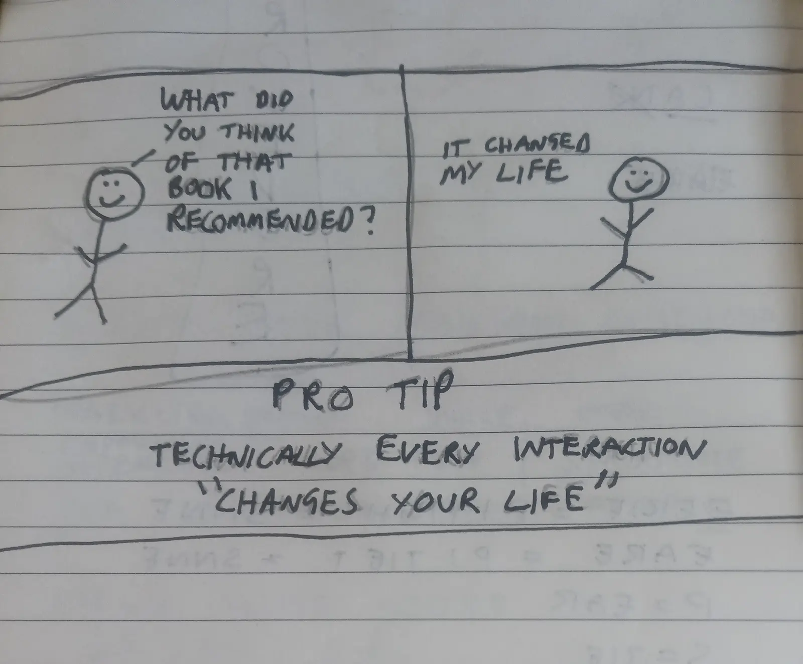 Comic: Changed My Life, first handwritten page